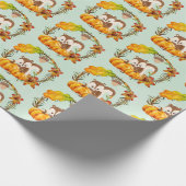 Eekhoorn in Floral Wreath Herfst Rustic Pattern Cadeaupapier (Hoek)