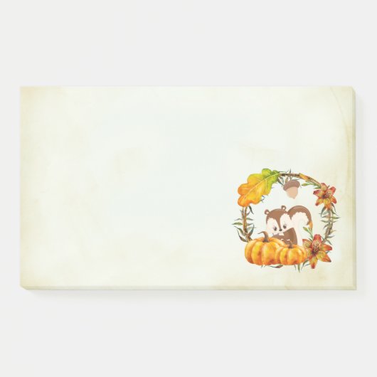 Eekhoorn in Floral Wreath Herfst Rustic Post-it® Notes (Voorkant)
