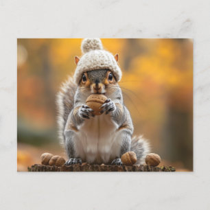 Eekhoorn in gebreid Pet met moer Feestdagenkaart