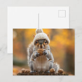 Eekhoorn in gebreid Pet met moer Feestdagenkaart (Voorkant / Achterkant)