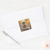 Eekhoorn in gebreid Pet met moer Vierkante Sticker (Envelop)