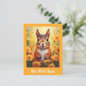 Eekhoorn in Gele Bloemen Schattig Beterschap   Briefkaart (Staand voorkant)