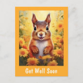 Eekhoorn in Gele Bloemen Schattig Beterschap   Briefkaart (Voorkant)