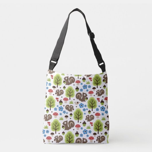 Eekhoorn in het eikenbos crossbody tas (Voorkant)