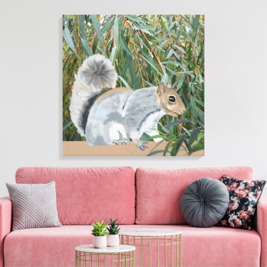 Eekhoorn in het landschilderwerk canvas afdruk (Insitu (Woonkamer))