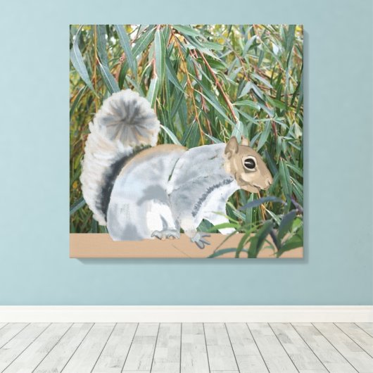 Eekhoorn in het landschilderwerk canvas afdruk (Insitu (Houten vloer))