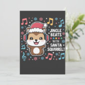 Eekhoorn in hoofdtelefoon en Santa Hat - Jingle Be Save The Date (Staand voorkant)