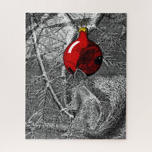 Eekhoorn in kerstboom 520-delige puzzel (Verticaal)