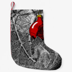 Eekhoorn in kerstboom kleine kerstsok