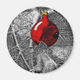 Eekhoorn in kerstboom magneet