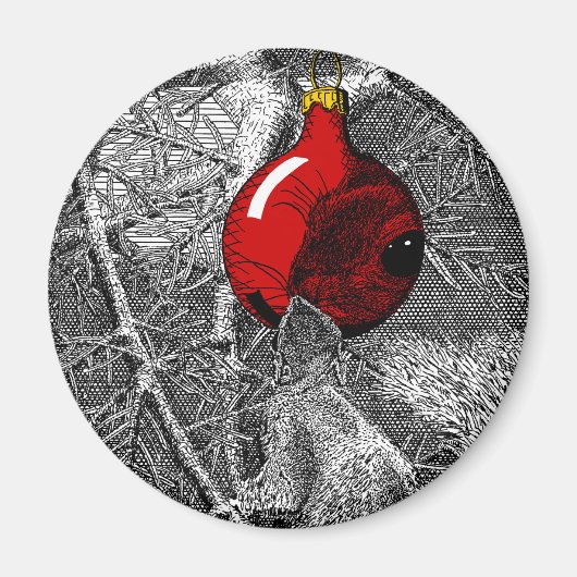 Eekhoorn in kerstboom magneet (Voorkant)