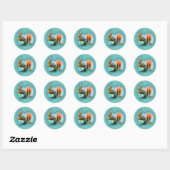 Eekhoorn in moderne stijl op turquoise kinder ronde sticker (Vel)
