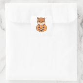 Eekhoorn in pompoen zoete dieren Happy Halloween Vierkante Sticker (Tas)