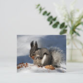 Eekhoorn in sneeuw briefkaart (Staand voorkant)