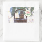 Eekhoorn in Sneeuw Gezegde Vrolijk kerstfeest Rechthoekige Sticker (Tas)