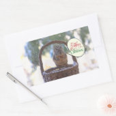 Eekhoorn in Sneeuw Gezegde Vrolijk kerstfeest Rechthoekige Sticker (Envelop)