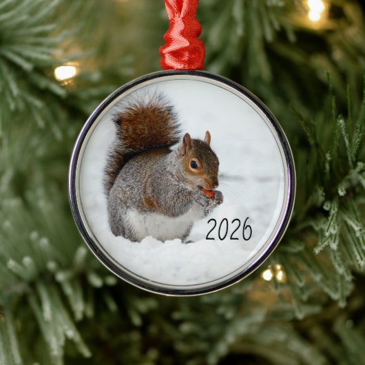 Eekhoorn in sneeuw met besornament metalen ornament (Boom)