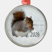 Eekhoorn in sneeuw met besornament metalen ornament (Voorkant)