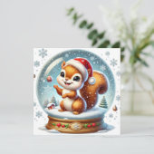 Eekhoorn in Sneeuwbol Feestdagenkaart (Staand voorkant)