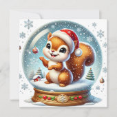 Eekhoorn in Sneeuwbol Feestdagenkaart (Voorkant)