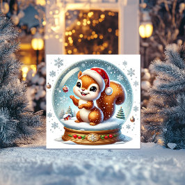 Eekhoorn in Sneeuwbol Feestdagenkaart