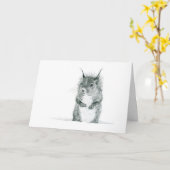 Eekhoorn in Sneeuwtekening Wenskaart Kaart (Gele Bloem)