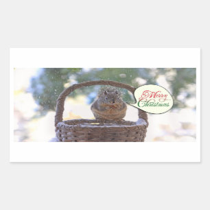 Eekhoorn in Snow Gezegde Merry Kerstmis Rechthoekige Sticker