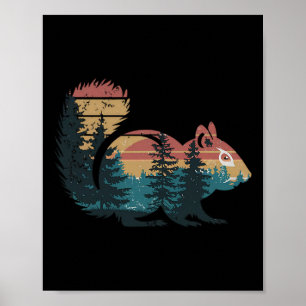 Eekhoorn jagen wandelen kamperen bos mannen poster