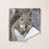 Eekhoorn JEUK aan een Nut Bad Handdoek (Wasdoekje)