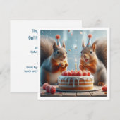 Eekhoorn kaart, Eekhoorn verjaardag uitnodiging (Voorkant / Achterkant)