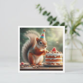 Eekhoorn kaart, Eekhoorn verjaardag uitnodiging (Staand voorkant)