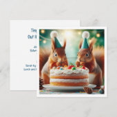 Eekhoorn kaart, Eekhoorn verjaardag uitnodiging (Voorkant / Achterkant)