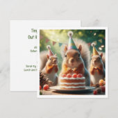 Eekhoorn kaart, Eekhoorn verjaardag uitnodiging (Voorkant / Achterkant)