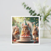 Eekhoorn kaart, Eekhoorn verjaardag uitnodiging (Staand voorkant)