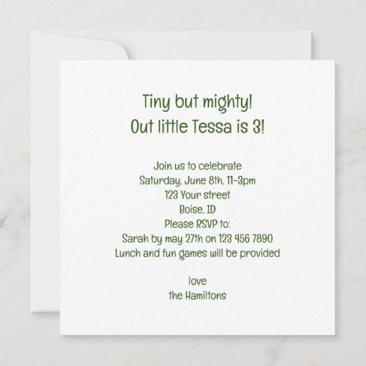 Eekhoorn kaart, Eekhoorn verjaardag uitnodiging (Achterkant)