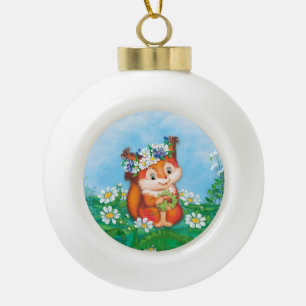 eekhoorn keramische bal ornament
