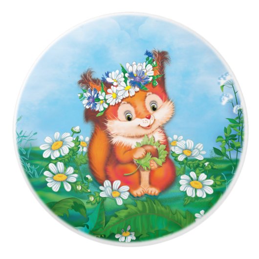 eekhoorn keramische knop (Voorkant)