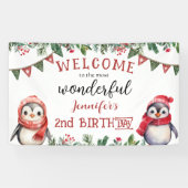 Eekhoorn Kerst 2e Verjaardag Winter Onederland Spandoek (Horizontaal)