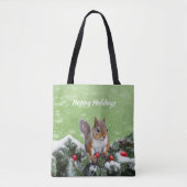 Eekhoorn Kerst Feestdagen Canvas tas (Voorkant)