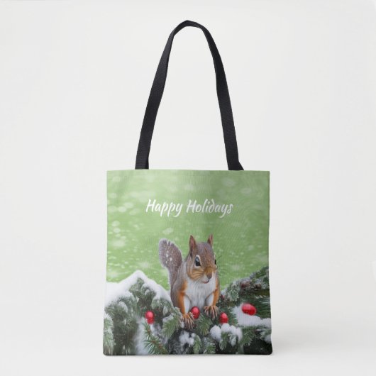 Eekhoorn Kerst Feestdagen Canvas tas (Voorkant)
