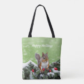 Eekhoorn Kerst Feestdagen Canvas tas (Achterkant)