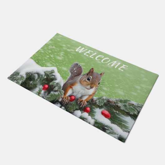 Eekhoorn Kerst Feestdagen Deurmat (Schuin)