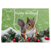 Eekhoorn Kerst Feestdagen Gift Bag Groot Cadeauzakje (Voorkant)