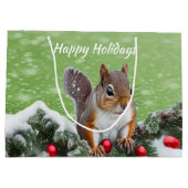 Eekhoorn Kerst Feestdagen Gift Bag Groot Cadeauzakje (Achterkant)