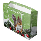Eekhoorn Kerst Feestdagen Gift Bag Groot Cadeauzakje (Achterkant Gekanteld)