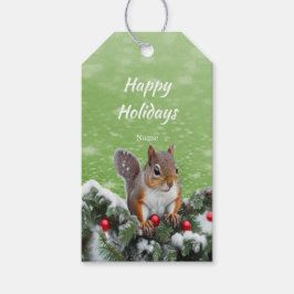 Eekhoorn Kerst Feestdagen Gift Label Cadeaulabel