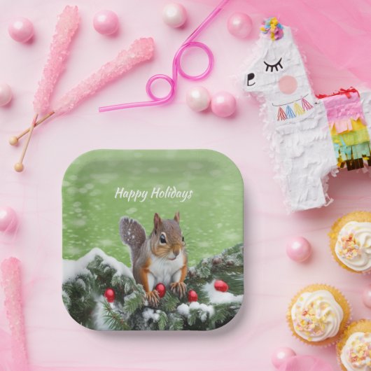 Eekhoorn Kerst Feestdagen Papier Bord (Feest)