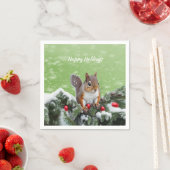 Eekhoorn Kerst Feestdagen Papier Servet (Insitu)