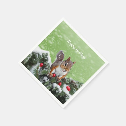 Eekhoorn Kerst Feestdagen Papier Servet (Hoek)
