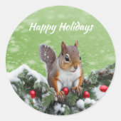 Eekhoorn Kerst Feestdagen Sticker (Voorkant)